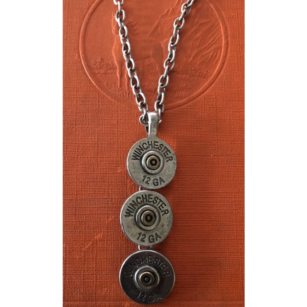 Winchester 12 gauge Ammo Charmed Silver Necklace